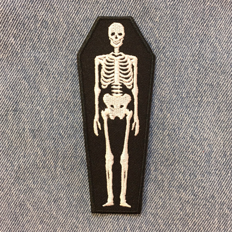 Iron on Patch - Skeleton Coffin