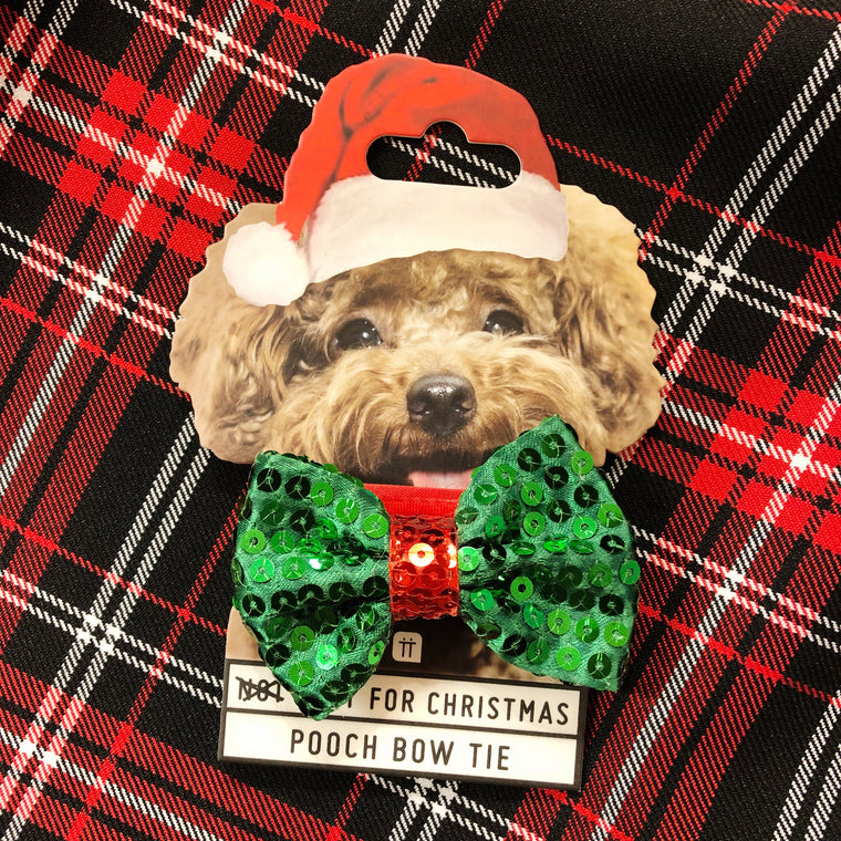 Christmas Green Sequin Pet Bow Tie Dress Up