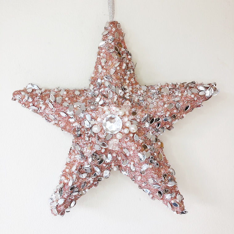 Large Super Sparkly Pink Star Bauble