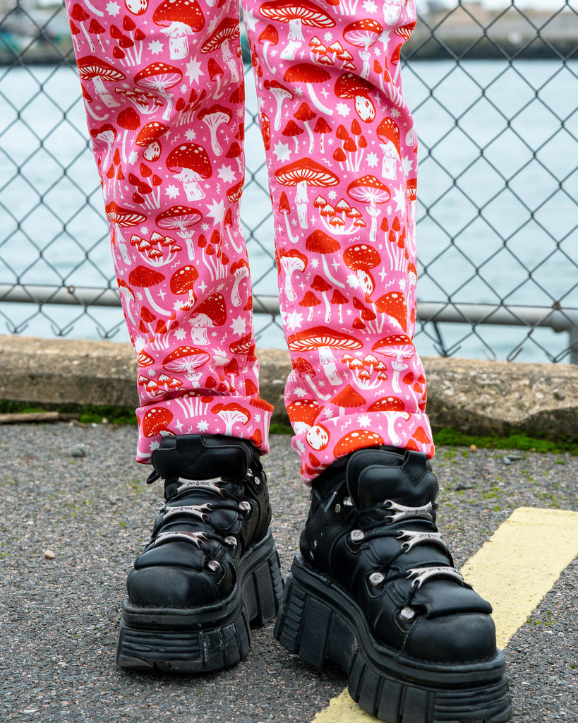 Rebel Romance Mushrooms Print Dungarees