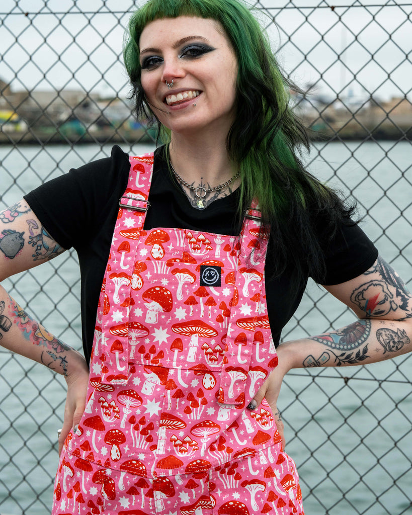 Rebel Romance Mushrooms Print Dungarees