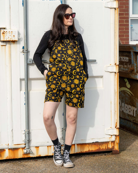Rebel Romance Celestial Sun & Moon Short Dungarees