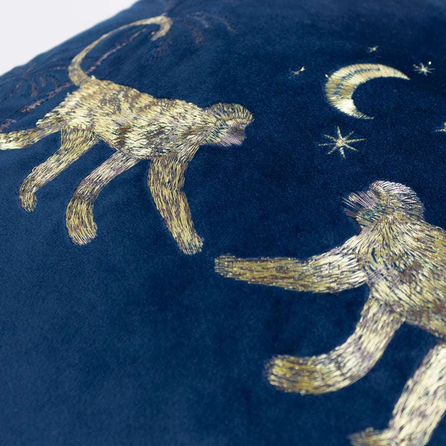 Dusk Monkey Cushion - Navy Blue