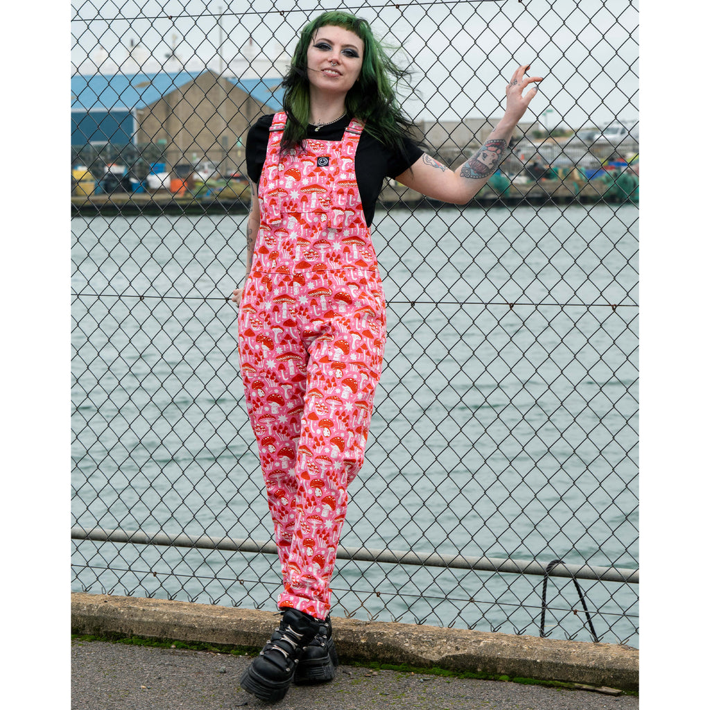 Rebel Romance Mushrooms Print Dungarees