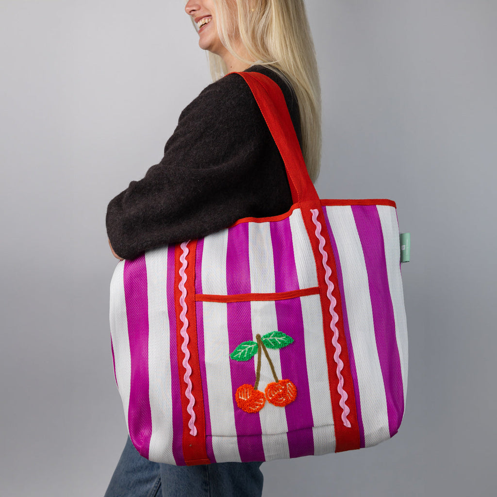 Recycled Plastic Tote Bag - Cherry