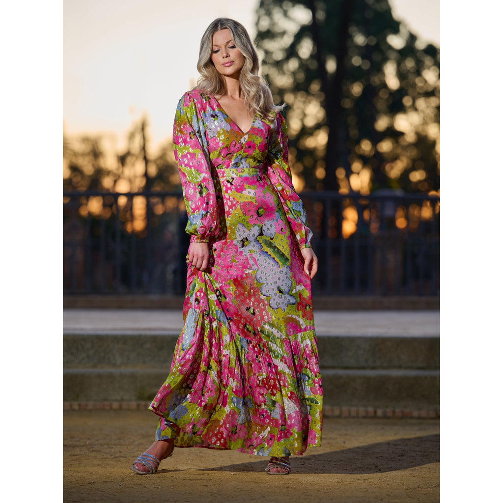 Floral & Gold Leopard Spot Maxi Dress
