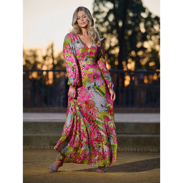 Floral & Gold Leopard Spot Maxi Dress