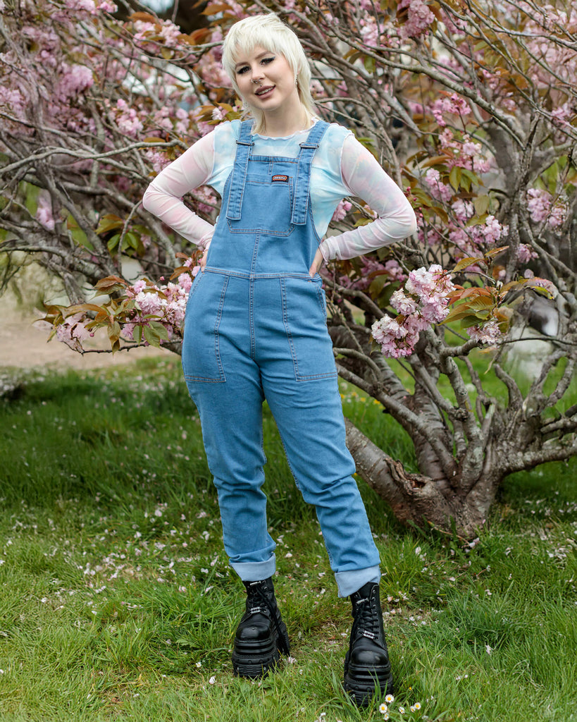 Run & Fly Light Blue Stone Wash Denim Dungarees