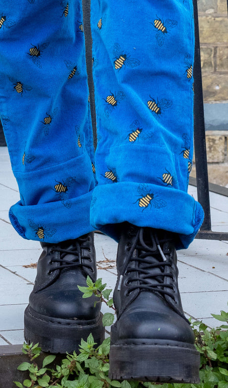 Blue Bees Stretch Corduroy Dungarees