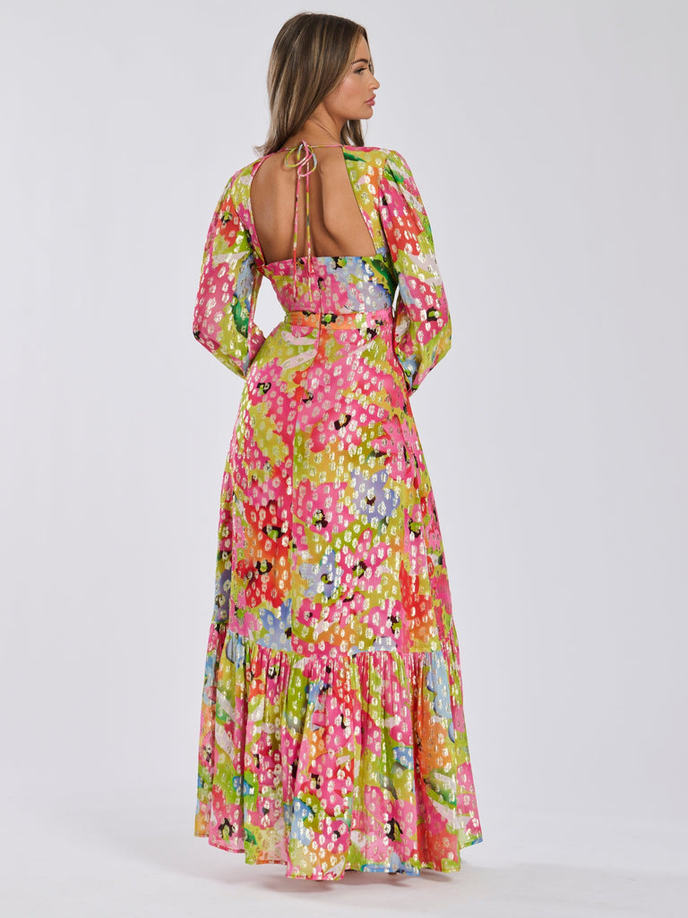 Floral & Gold Leopard Spot Maxi Dress