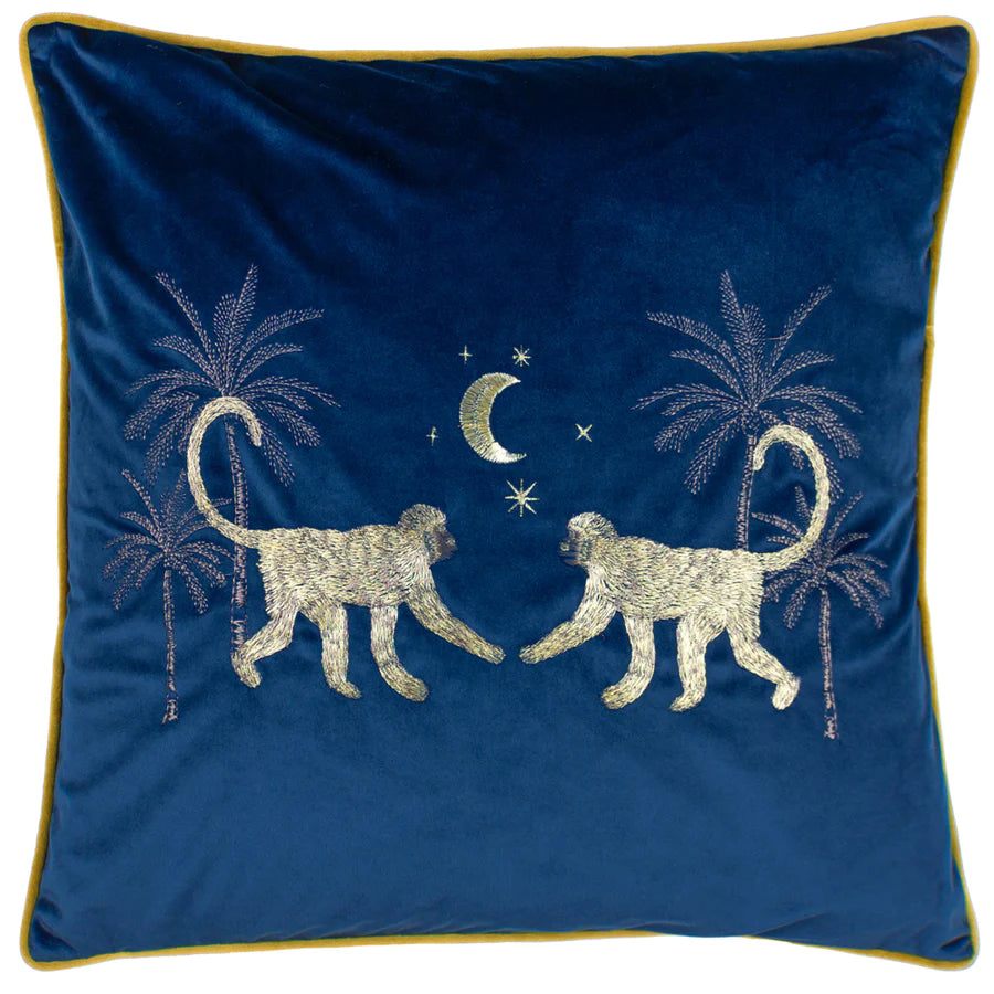 Dusk Monkey Cushion - Navy Blue