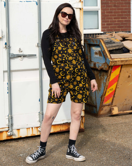 Rebel Romance Celestial Sun & Moon Short Dungarees