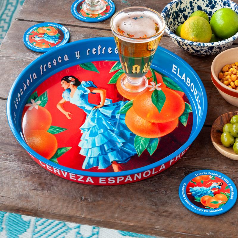 Round Metal Serving Tray - Cerveza Espanola