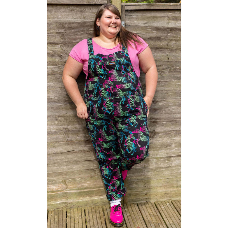 Rainbow Zebra Stretch Twill Dungarees