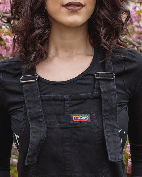 Black Stretch Denim Dungarees