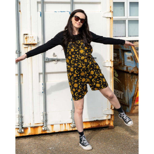 Rebel Romance Celestial Sun & Moon Short Dungarees