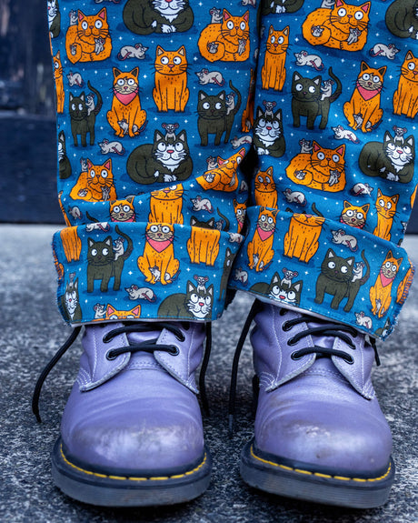 Cats and Mice Stretch Twill Dungarees