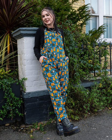 Cats and Mice Stretch Twill Dungarees