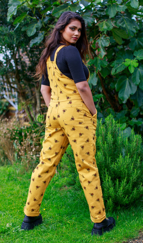 Gold Bees Stretch Twill Dungarees