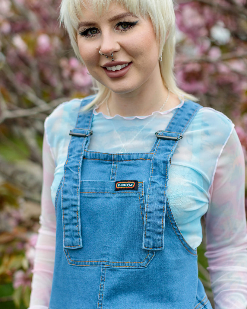 Run & Fly Light Blue Stone Wash Denim Dungarees