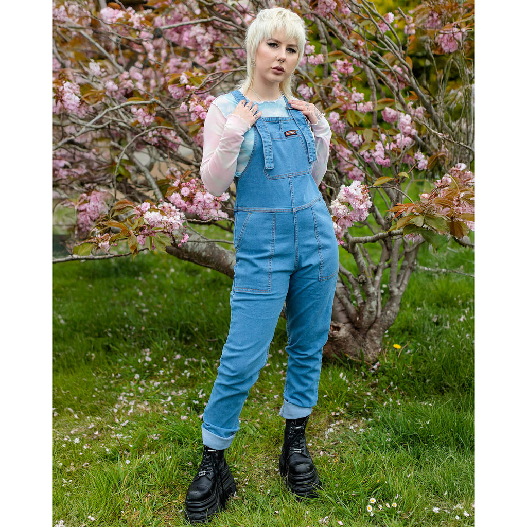 Run & Fly Light Blue Stone Wash Denim Dungarees