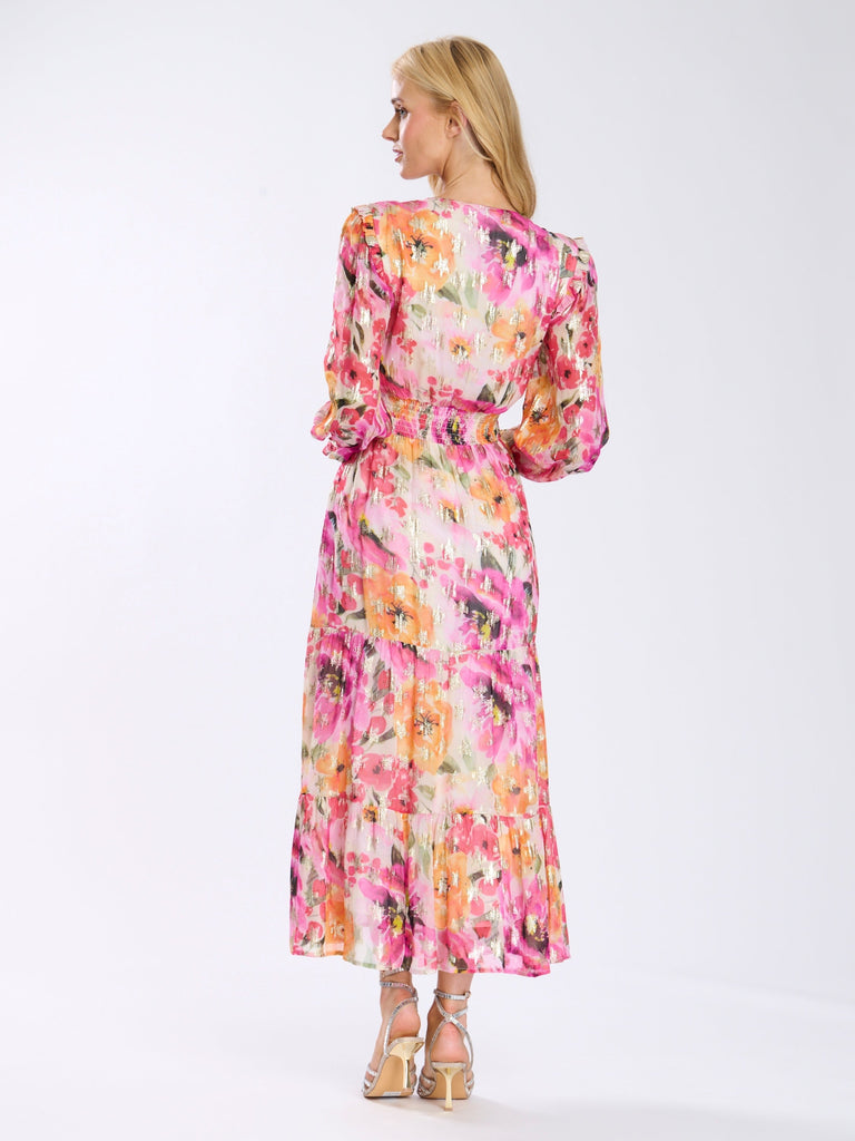 Floral & Gold Stars Midi Dress