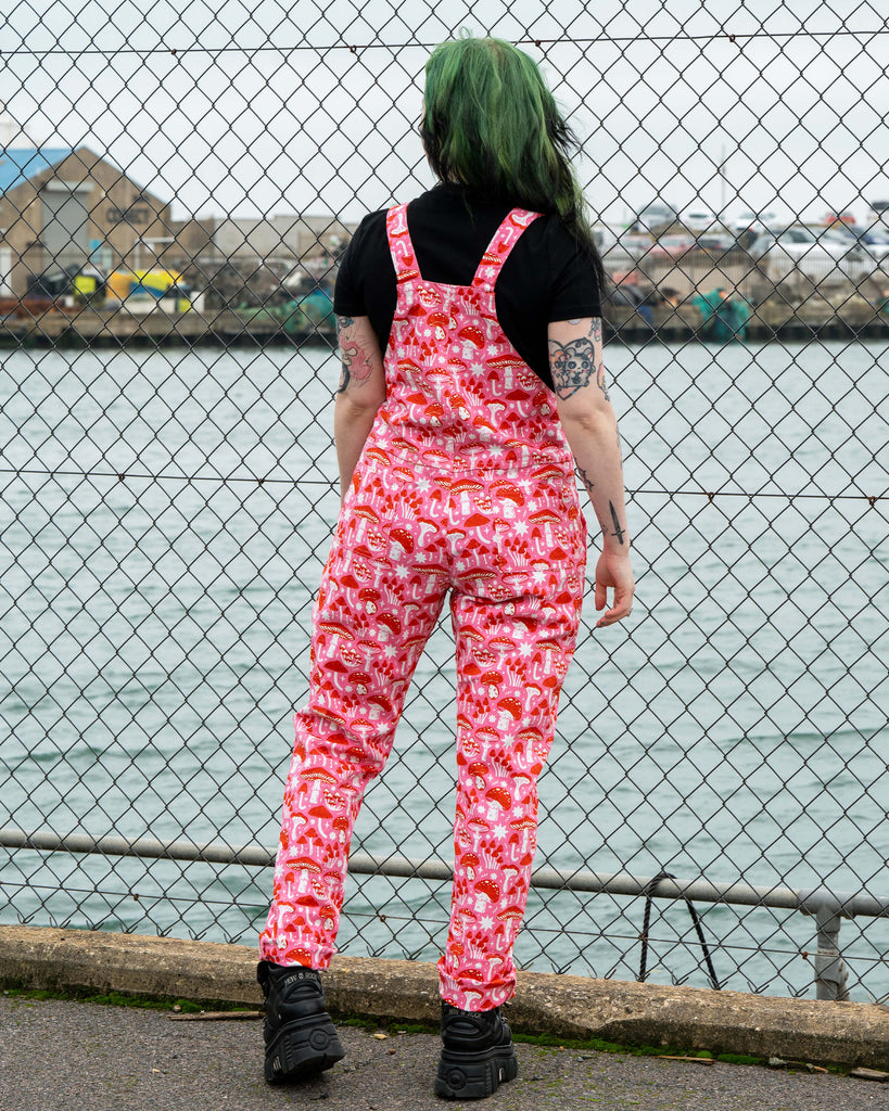 Rebel Romance Mushrooms Print Dungarees