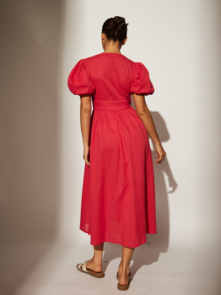 Puff Sleeve Midi Dress