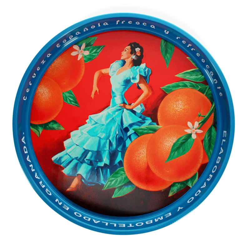 Round Metal Serving Tray - Cerveza Espanola