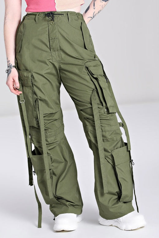 Hell Bunny Octopus Combat Trousers - Khaki