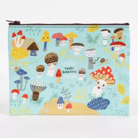 Blue Q Zipper Pouch - Cute Lil Mushrooms