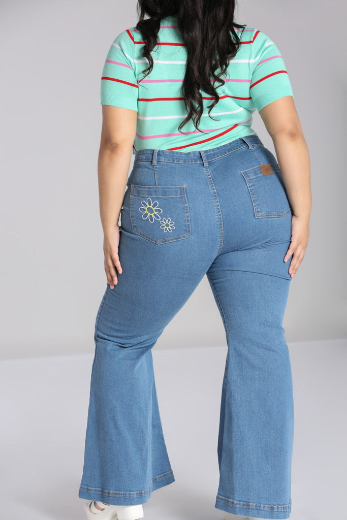 Hell Bunny Flower Power Flared Jeans