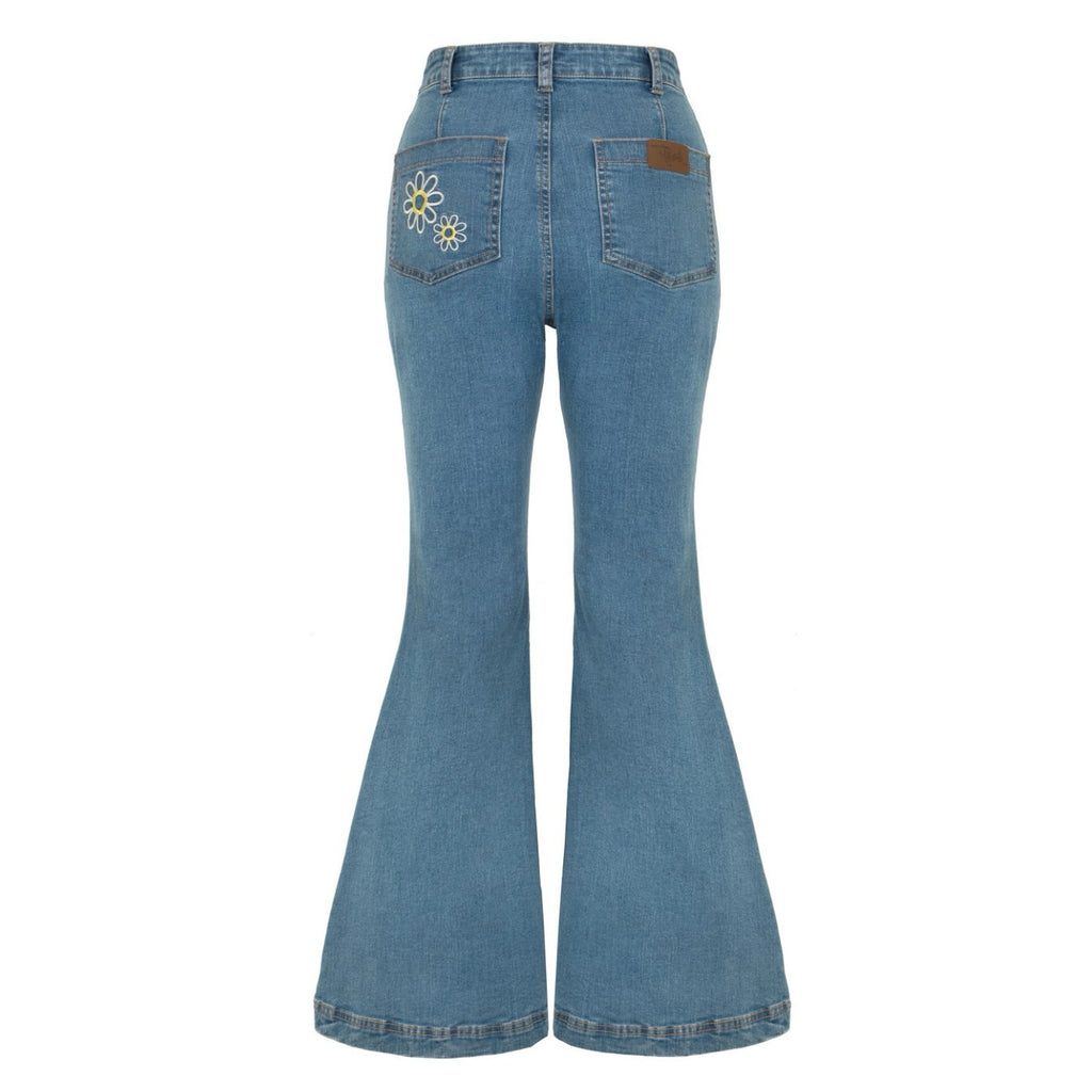 Hell Bunny Flower Power Flared Jeans