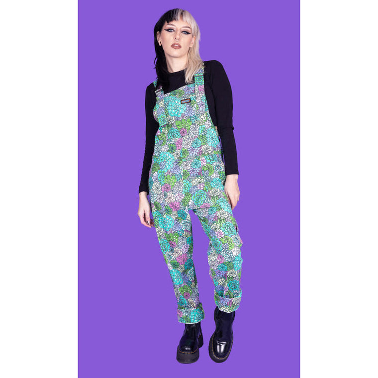 Succulents Stretch Twill Dungarees