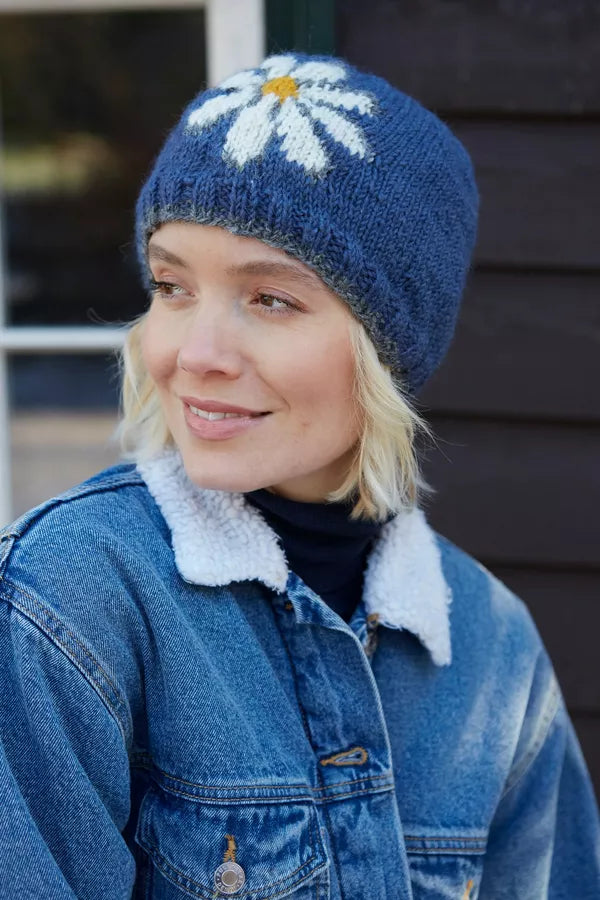 Pachamama Daisy Beanie Hat - Denim