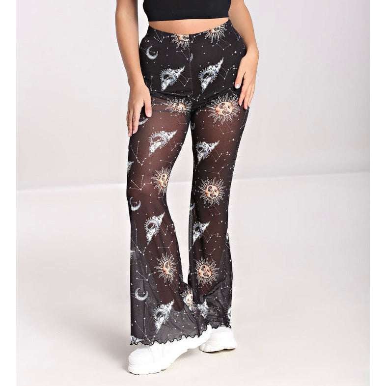 Hell Bunny Solaris Mesh Flared Trousers