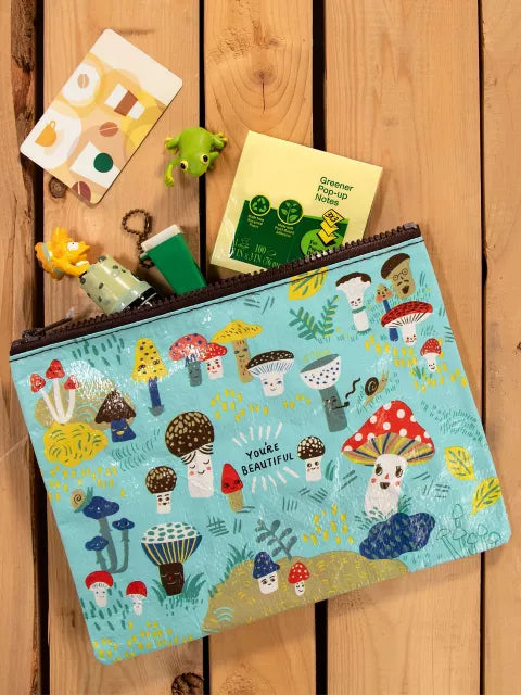 Blue Q Zipper Pouch - Cute Lil Mushrooms