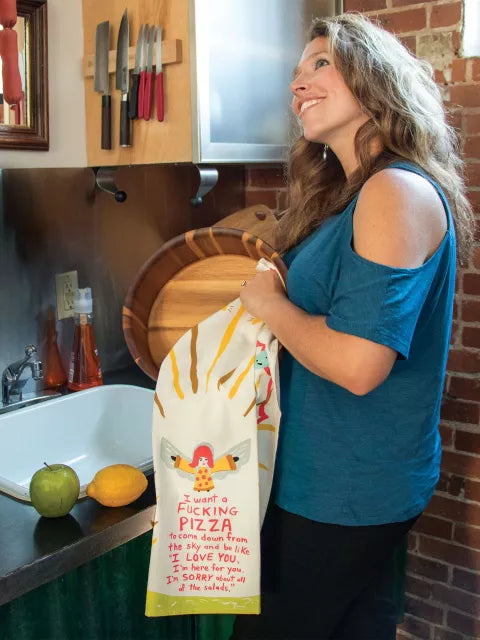 Tea Towel - I Want A Fucking Pizza To Come Down...