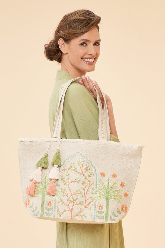 Jute Beach Tote - Paradise Palms