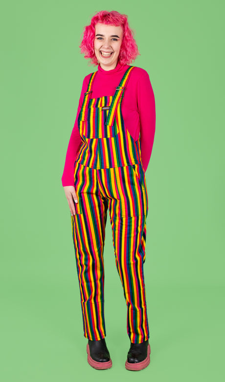 Rainbow Stripes Stretch Twill Dungarees