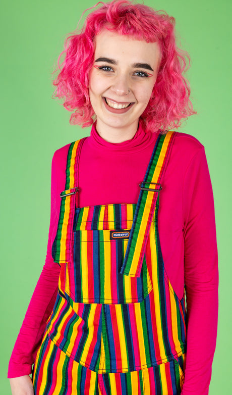 Rainbow Stripes Stretch Twill Dungarees
