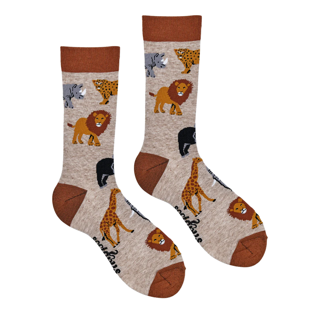 Safari Animals -  Mens Crew Socks
