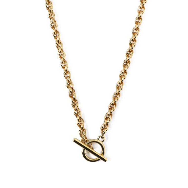 Chunky Rope Chain T-Bar Necklace - Gold Plated