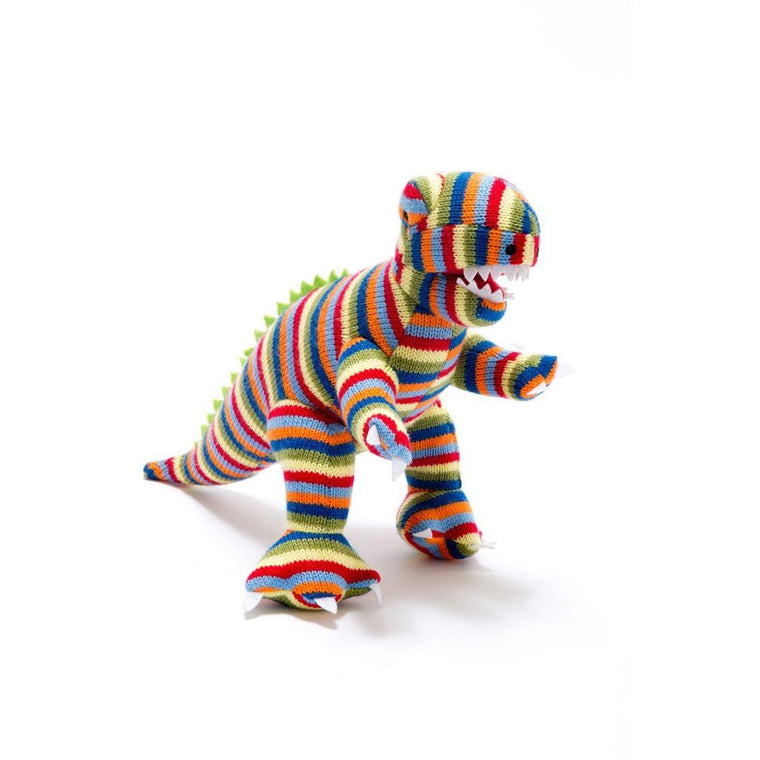 Toby Stripe T-Rex Knitted Dinosaur Soft Toy