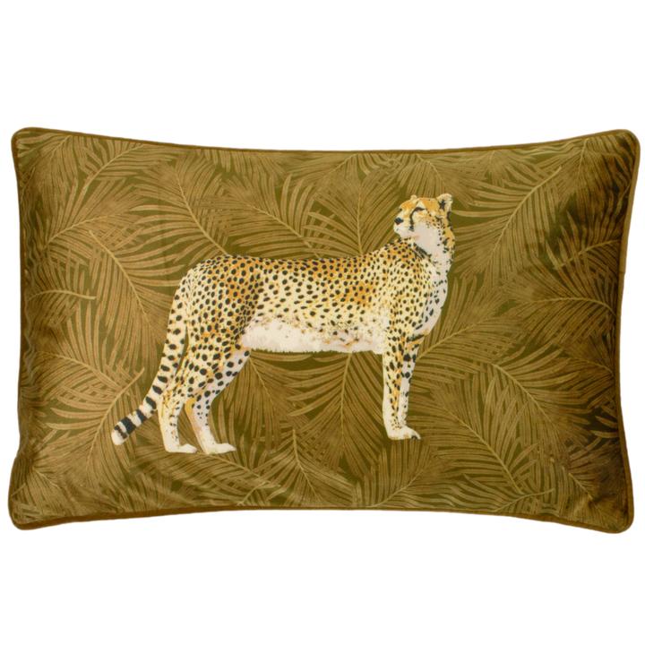 Cheetah Forest Velvet Cushion - Gold