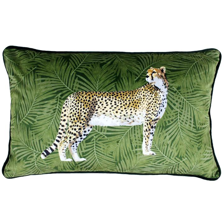 Cheetah Forest Velvet Cushion - Green