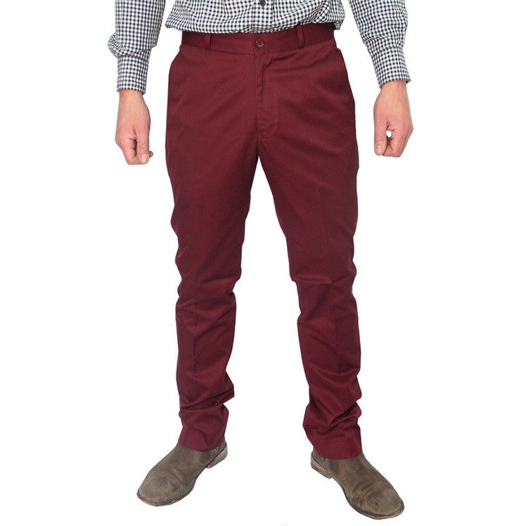 Sta Prest Trousers Burgundy Red