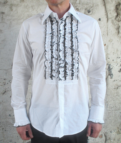 Vintage Style Ruffle Dinner Shirt - 4 Colours