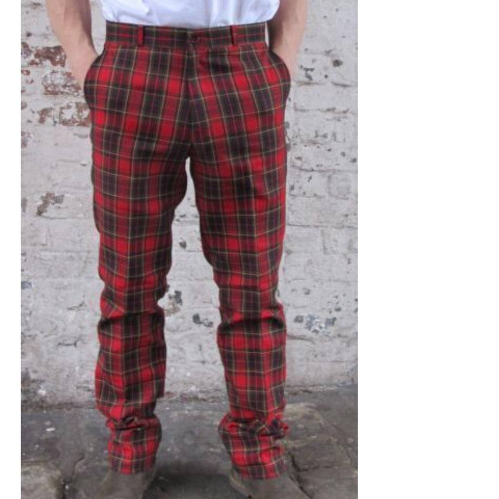 Sta Prest Trousers Red Tartan 2