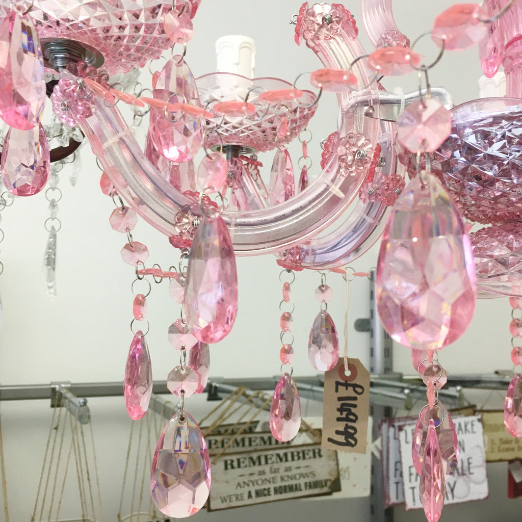 6 Arm Tickled Pink Chandelier